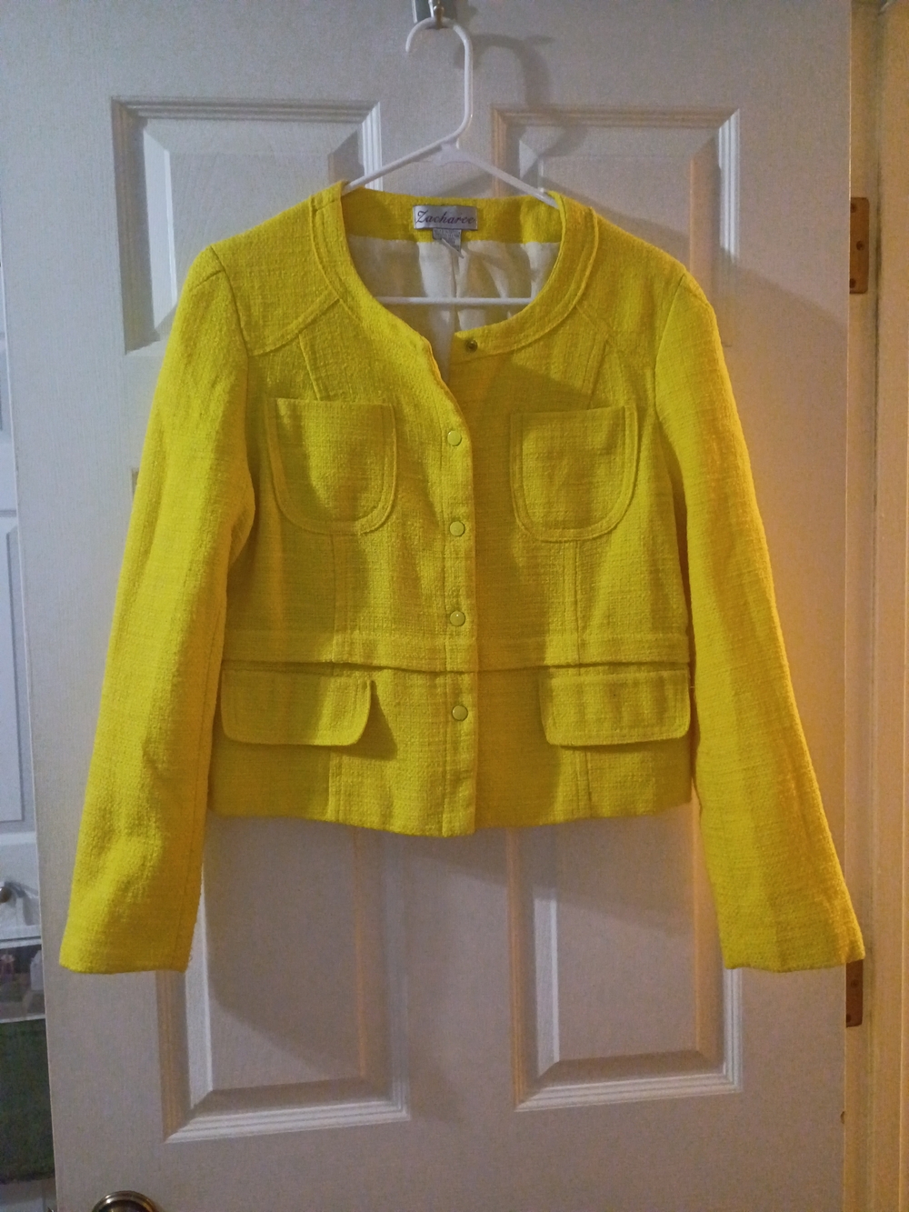 Zacharee Bright Yellow Cropped Tweed Jacket